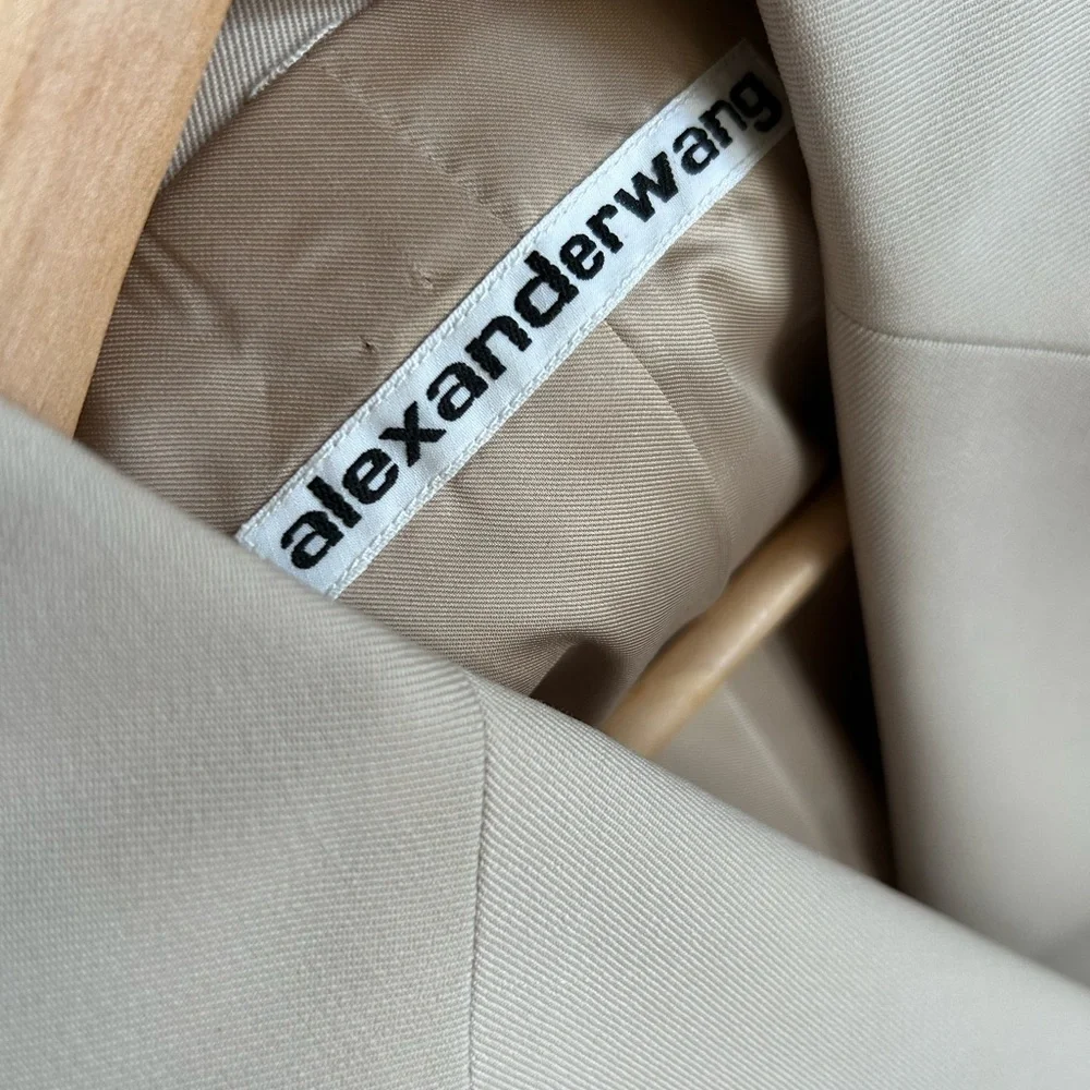 NWOT Alexander Wang Dry Wool Twill Blazer Jacket Dress w/ Logo Belt 4